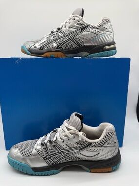 Asics Gel Rocket 6 Silver/Blue Women's Volleyball Shoes Size US 7 | B257N